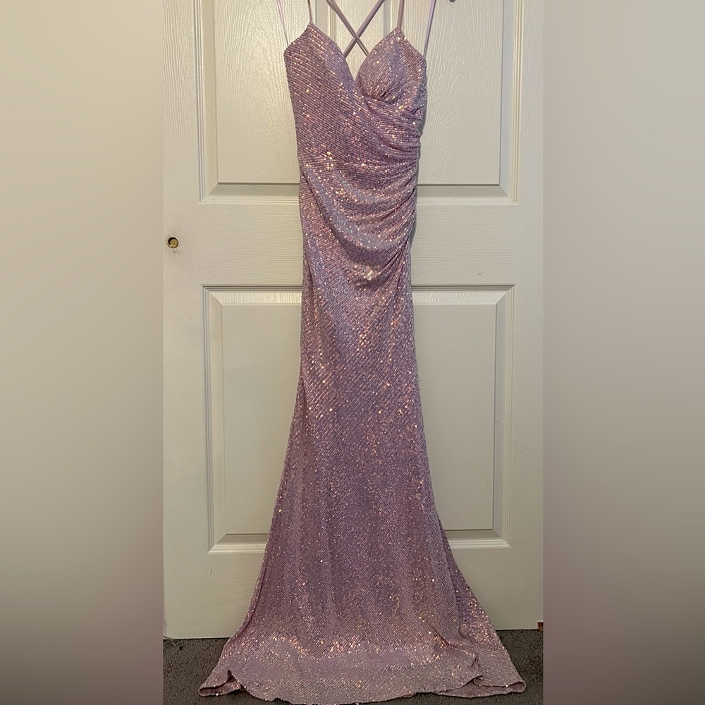 La Femme Dress 30622 - Sequin Wrap Style Gown | Prom Dress